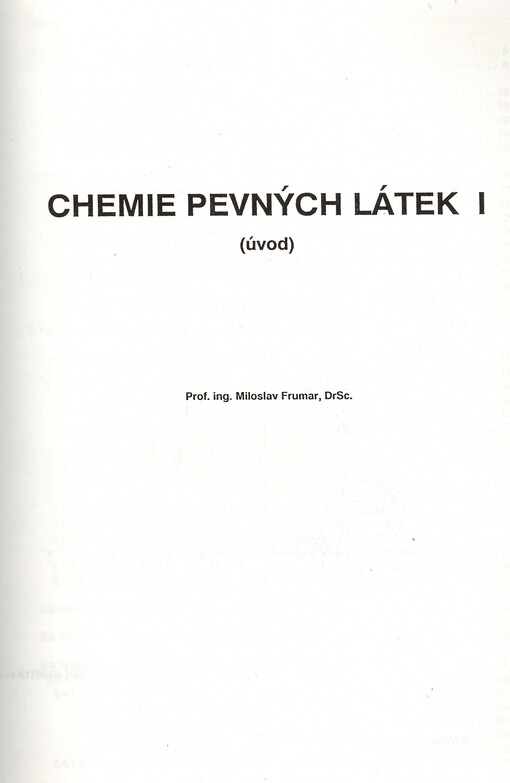 Chemie pevných látek. [Díl] 1, Úvod