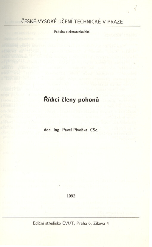 Řídicí členy pohonů