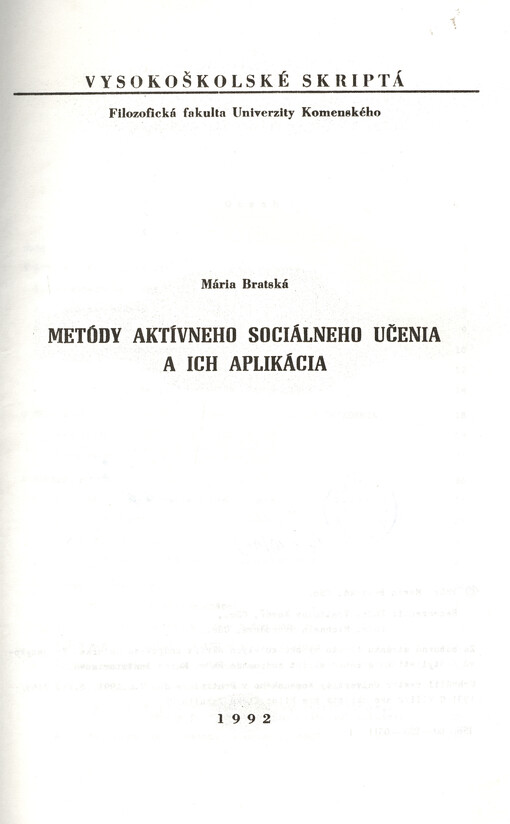 Metódy aktívneho sociálneho učenia a ich aplikácia