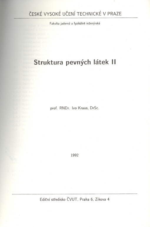 Struktura pevných látek II