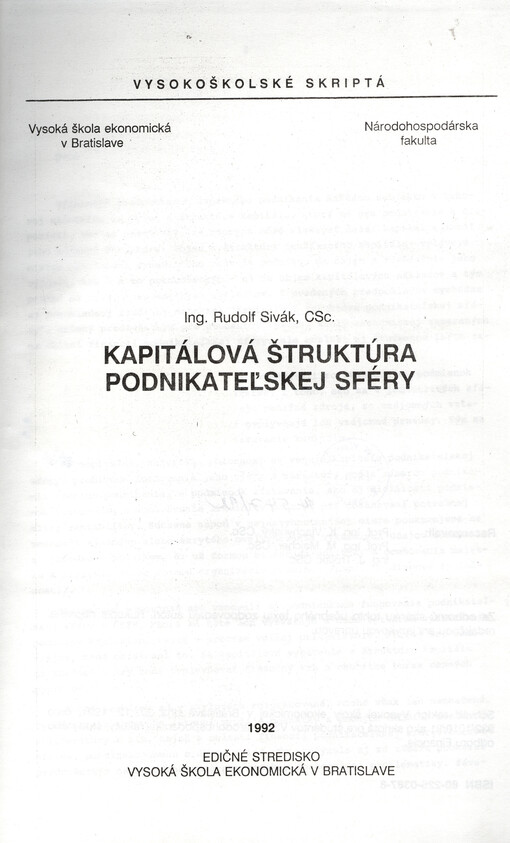 Kapitálová štruktúra podnikateľskej sféry