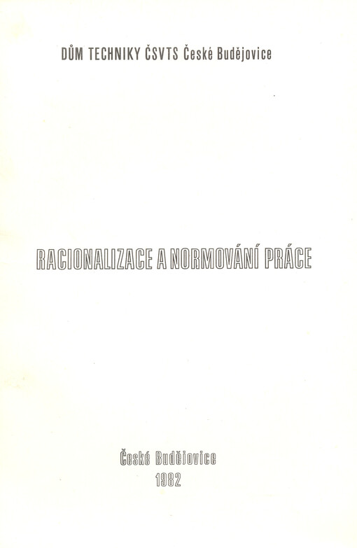 Racionalizace a normování práce