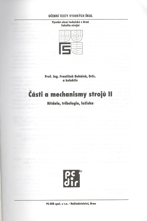 Části a mechanismy strojů II :hřídele, tribologie, ložiska