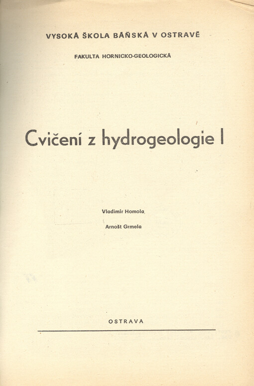 Cvičení z hydrogeologie I