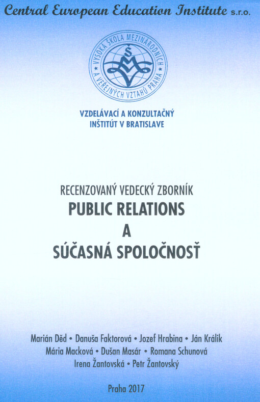 Public relations a súčasná spoločnosť : recenzovaný vedecký zborník