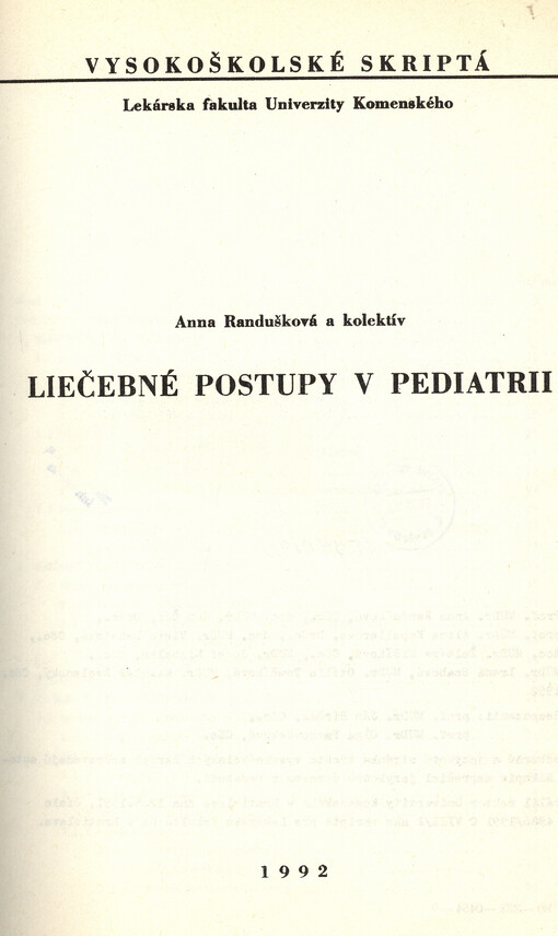 Liečebné postupy v pediatrii