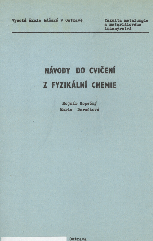 Návody do cvičení z fyzikální chemie
