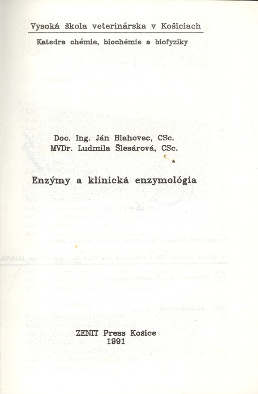 Enzýmy a klinická enzymológia