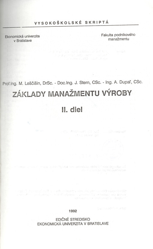 Základy manažmentu výroby