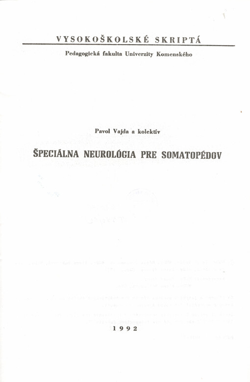 Speciálna neurológia pre somatopédov