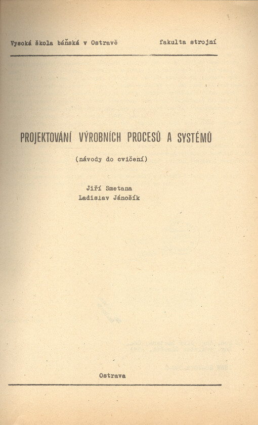 Projektování výrobních procesů a systémů : návody do cvičení