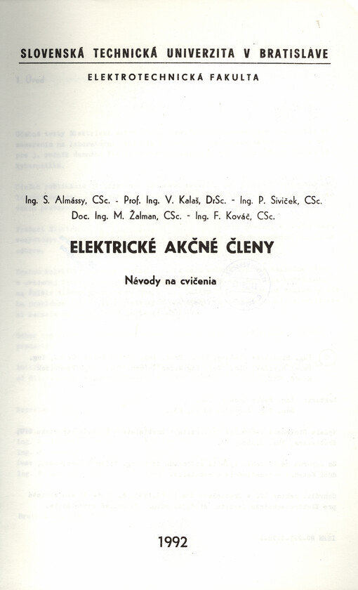 Elektrické akčné členy : návody na cvičenia