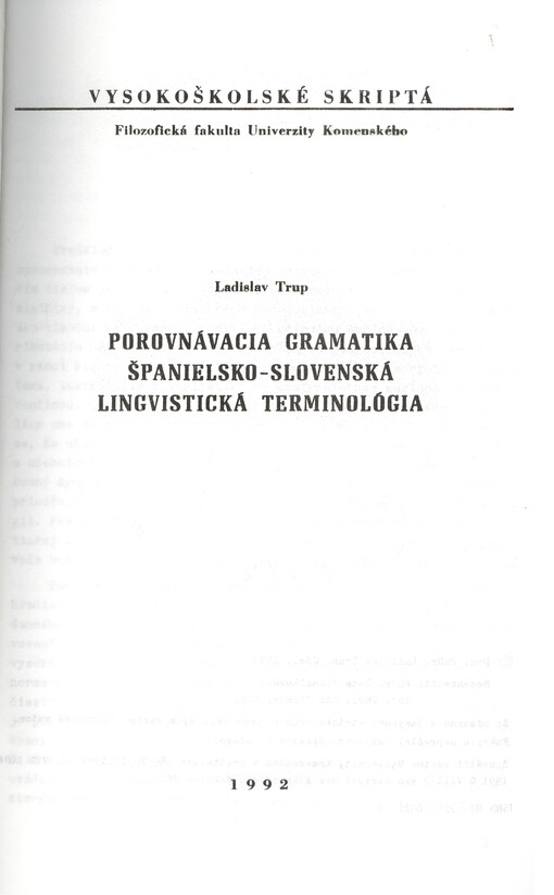 Porovnávacia gramatika : španielsko-slovenská lingvistická terminológia