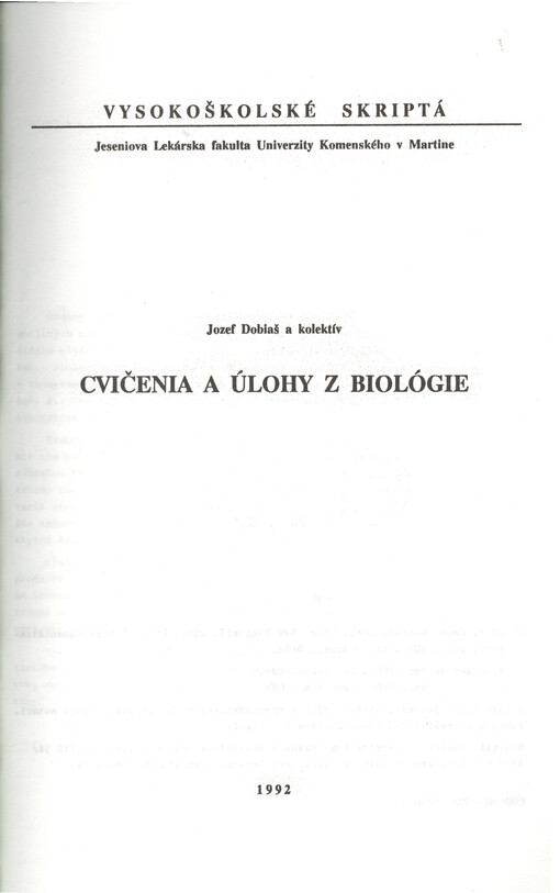 Cvičenia a úlohy z biológie