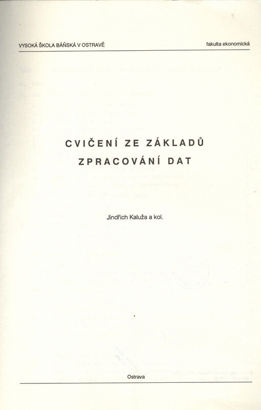 Cvičení ze základů zpracování dat