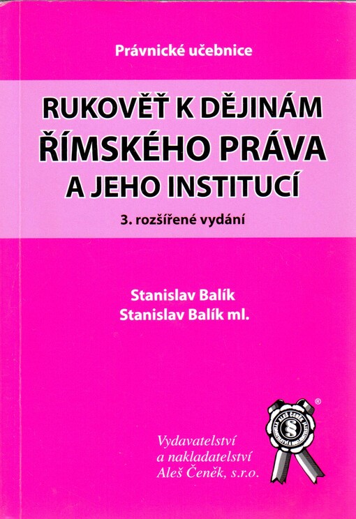 Rukověť k dějinám římského práva a jeho institucí