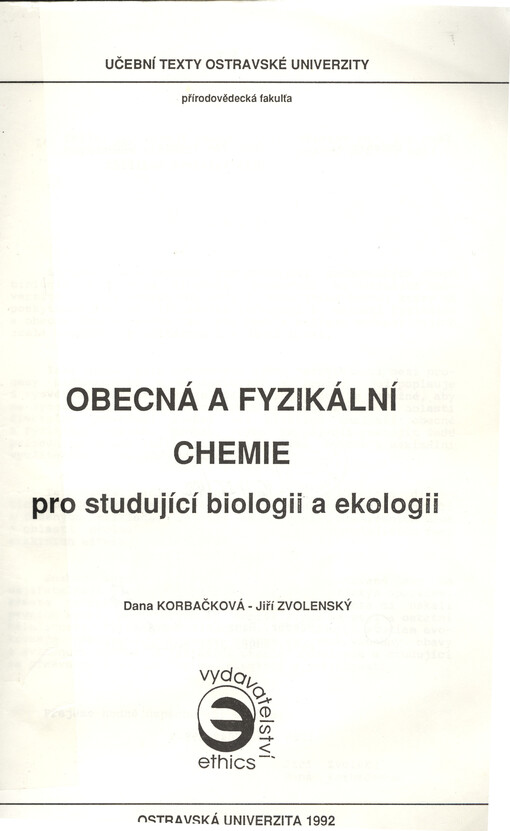Obecná a fyzikální chemie pro studující biologii a ekologii