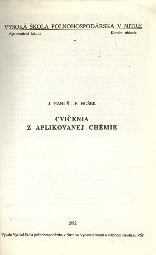 Cvičenia z aplikovanej chémie