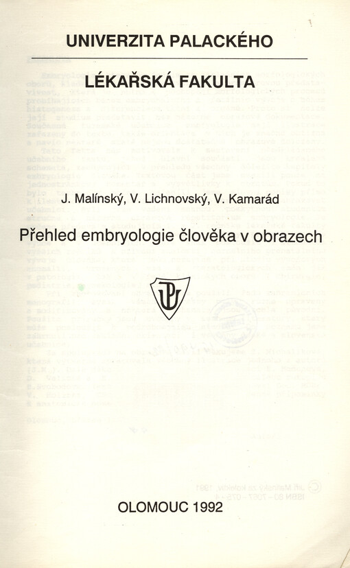 Přehled embryologie člověka v obrazech