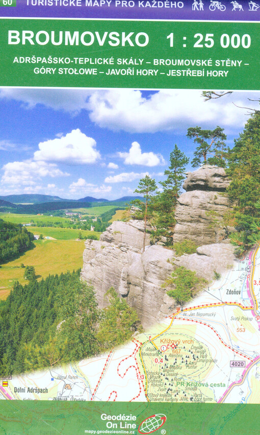 Broumovsko : Adršpašsko - Teplické skály - Broumovské stěny - Góry Stołowe - Javoří hory - Jestřebí hory : turistická, cykloturistická a lyžařská mapa 1:25 000