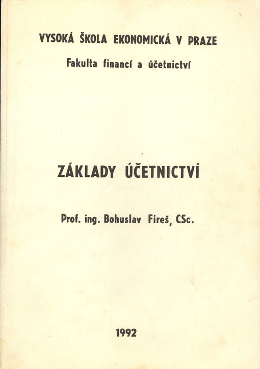 Základy účetnictví: určeno pro stud. VŠE