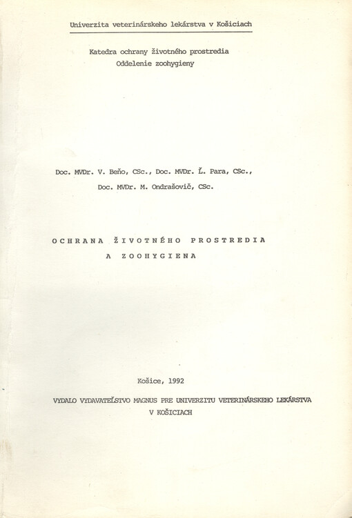 Ochrana životného prostredia a zoohygiena