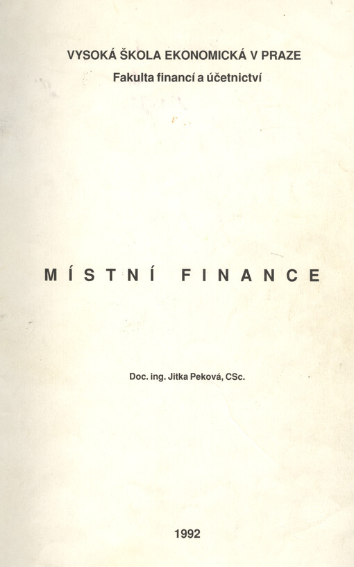 Místní finance: [určeno pro stud. všech fak.]