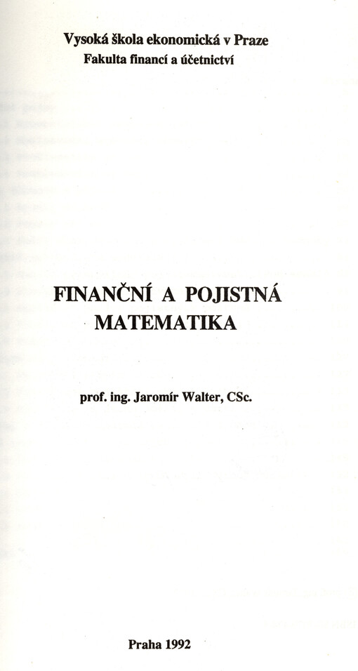 Finanční a pojistná matematika