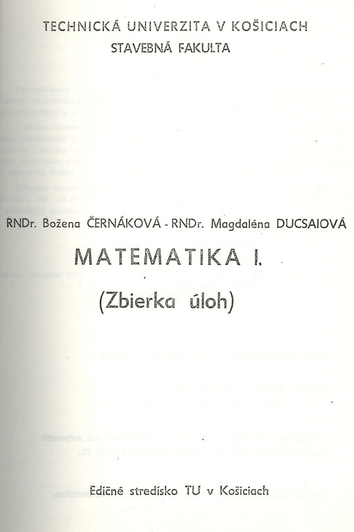 Matematika I (zbierka úloh)