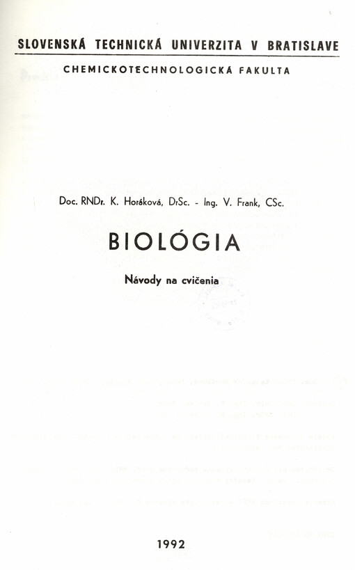 Biológia : návody na cvičenia