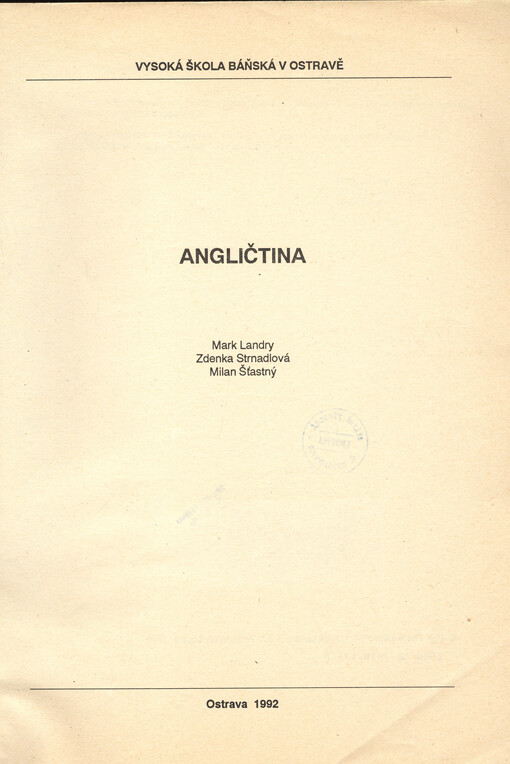 Angličtina : určeno pro posl. 1. a 2. roč.