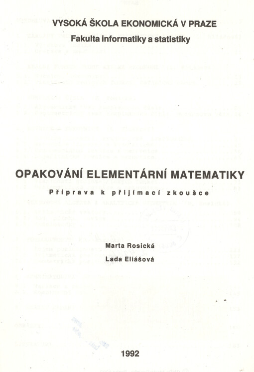 Opakování elementární matematiky : příprava k přijímací zkoušce