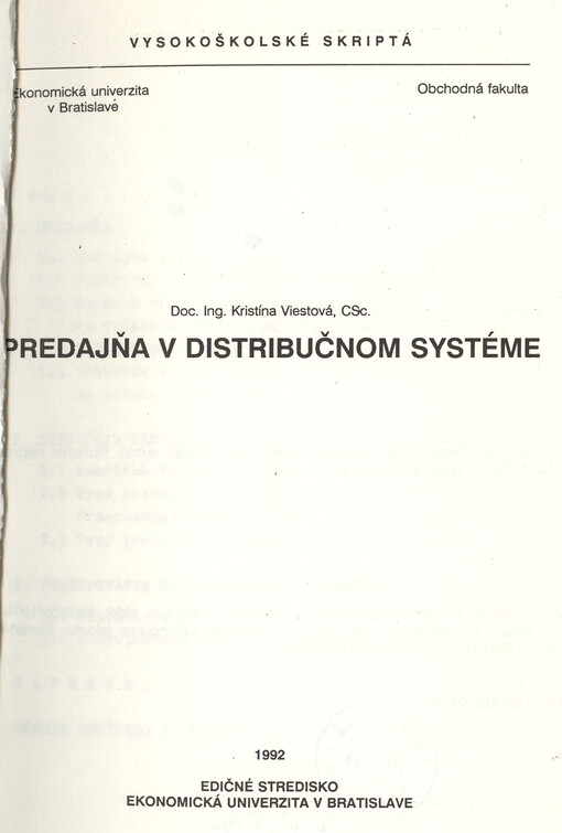 Predajňa v distribučnom systéme