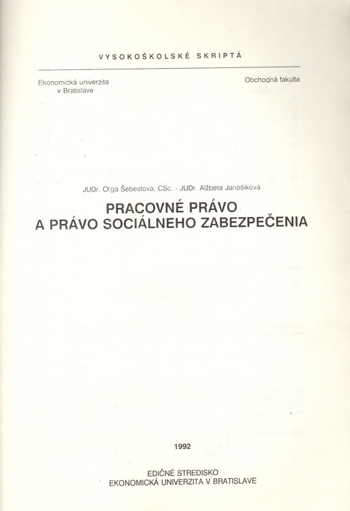 Pracovné právo a právo sociálného zabezpečenia