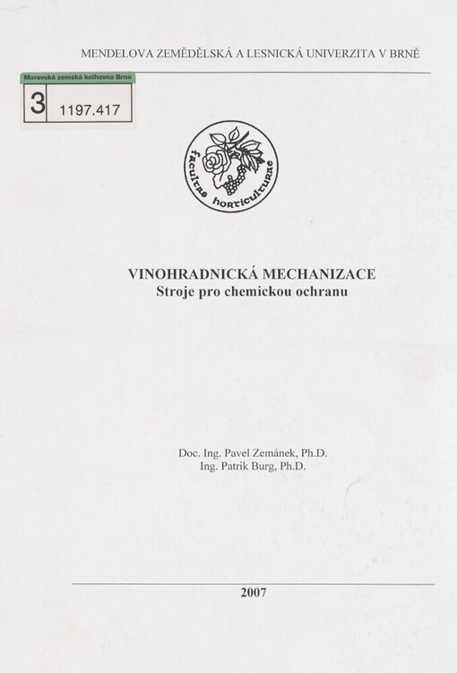 Vinohradnická mechanizace :stroje pro chemickou ochranu