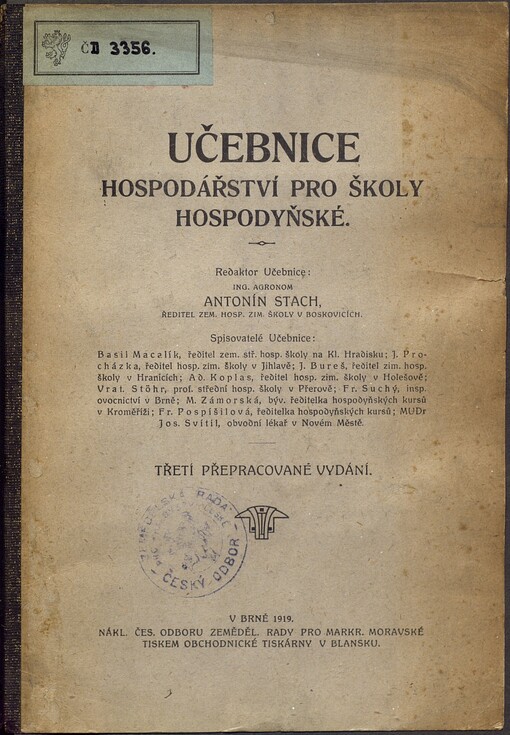 Učebnice hospodářství pro školy hospodyňské