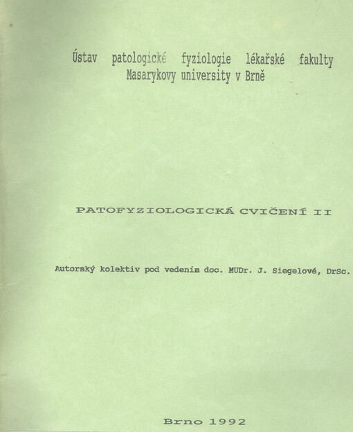 Patofyziologická cvičení II