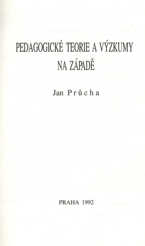 Pedagogické teorie a výzkumy na Západě