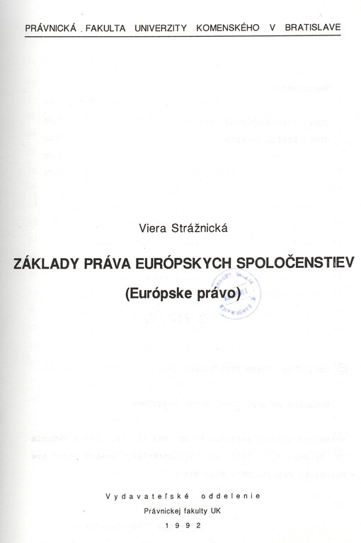 Základy práva európskych spoločenstiev