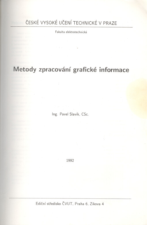 Metody zpracování grafické informace