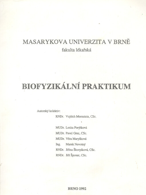 Biofyzikální praktikum