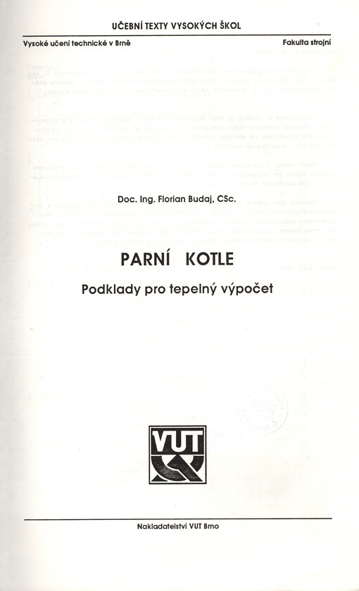 Parní kotle : Podklady pro tepelný výpočet