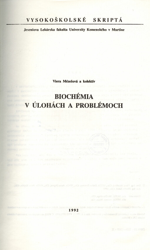 Biochémia v úlohách a problémoch