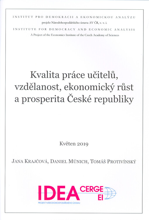Kvalita práce učitelů, vzdělanost, ekonomický růst a prosperita České republiky