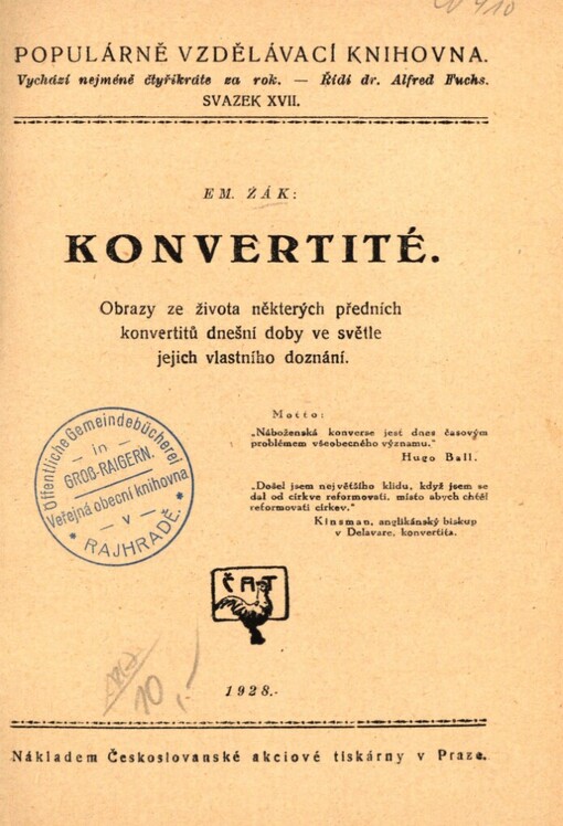 Konvertité: obrazy ze života některých předních konvertitů dnešní doby ve světle jejich vlastního doznání