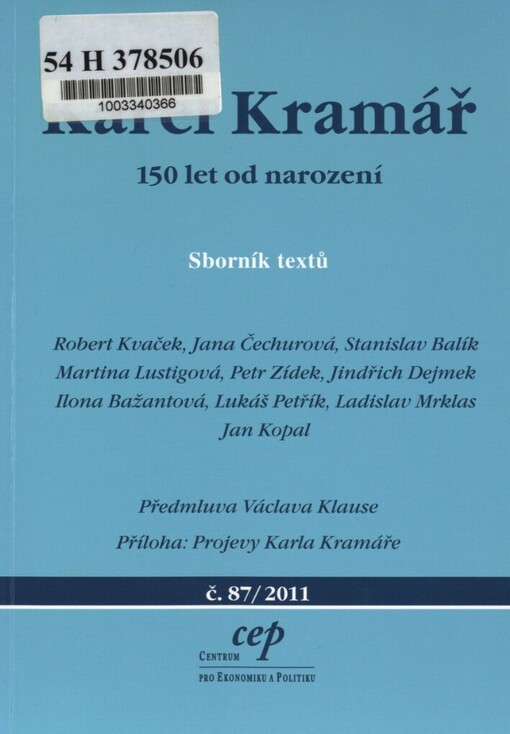 Karel Kramář: 150 let od narození : sborník textů