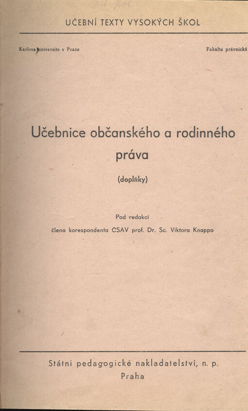 Učebnice občanského a rodinného práva : doplňky