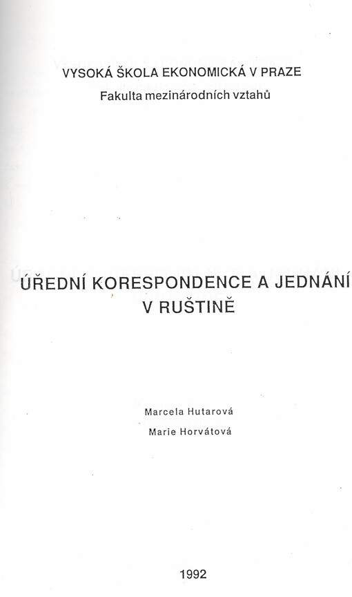 Úřední korespondence a jednání v ruštině