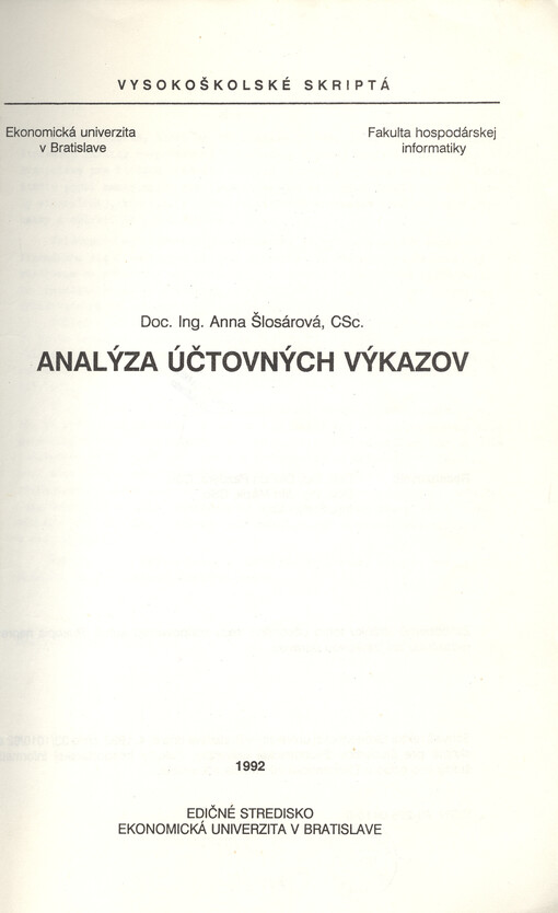 Analýza účtovných výkazov