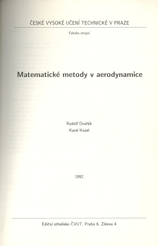 Matematické metody v aerodynamice